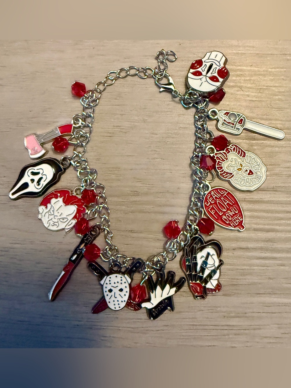 New Horror Movie Icon Charm Bracelet Scream Pennywise Freddy Krueger Halloween